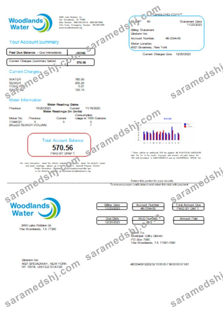 Woodlands Water utility business bill,  SCR